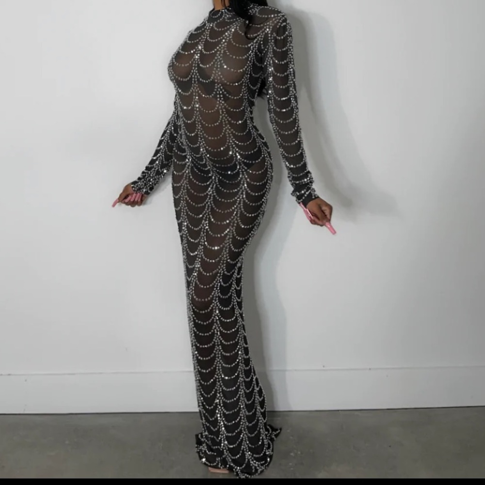 Black & silver rhinestone dress SIZE Small